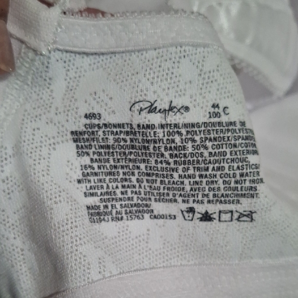 Playtex 18 Hour White Comfort Bras Size 44C N.W.T - Picture 8 of 8